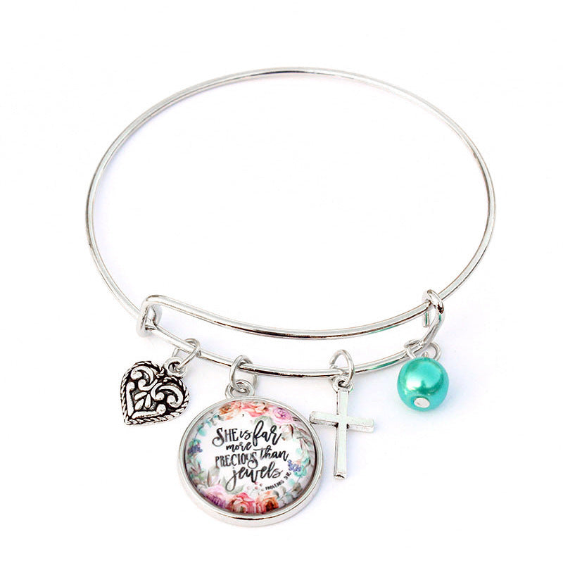 Unisex Religious Cross Bracelets Adjustable Bangle Totem Design Electroplated Alloy Jewelry Gift Anniversaries