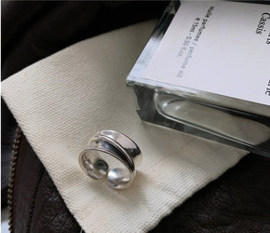 Vintage Copper Ring For Women Adjustable Geometric Design Thai Silver Plated Rounded Ring Jewelry Accessory Elegant Wear