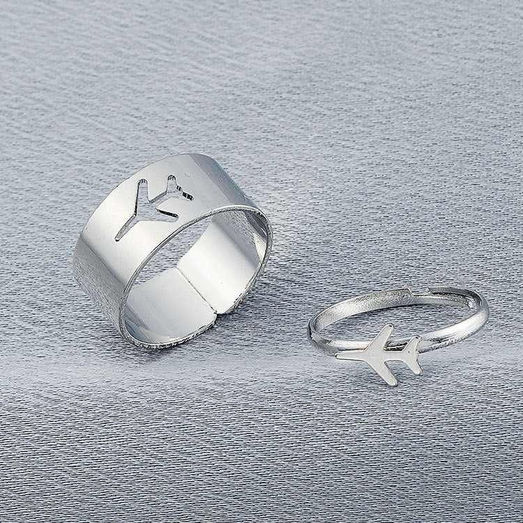 Couple Butterfly Rings Set Alloy Electroplated Matching Rings For Him And Her Punk Creative Not Inlaid Gold And Silver