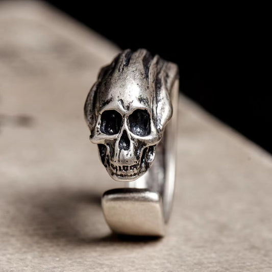 Geometric Skull Ring Adjustable European American Dark Soul