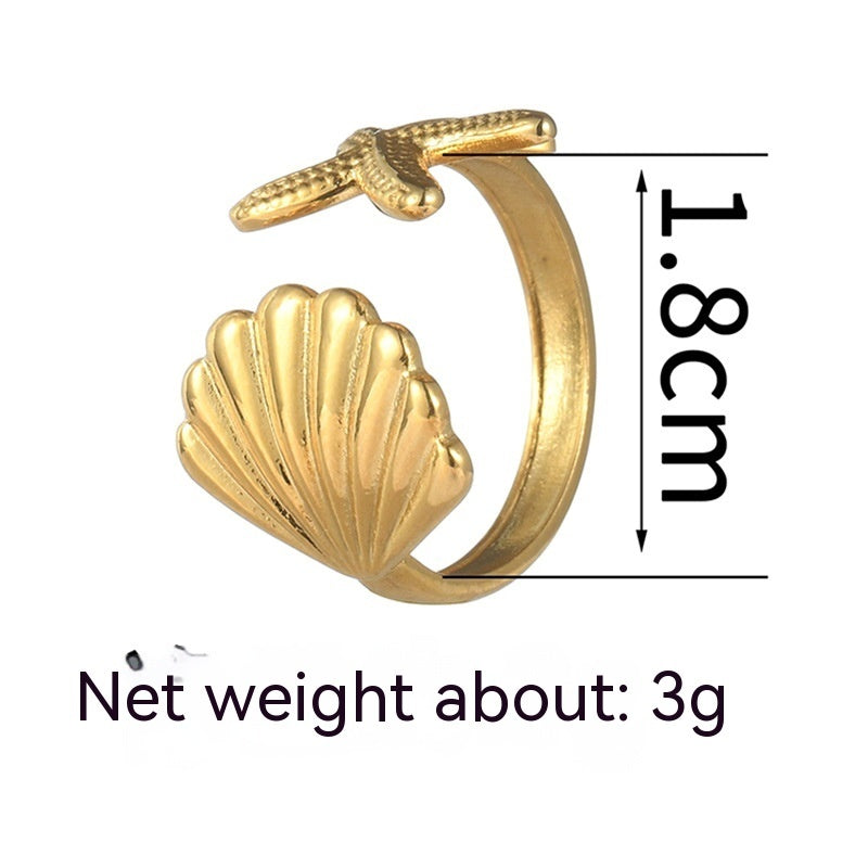 Titanium Steel Shell Ring Special Interest Design For Women Electroplating Geometry Ring Fashion Jewelry Lovers