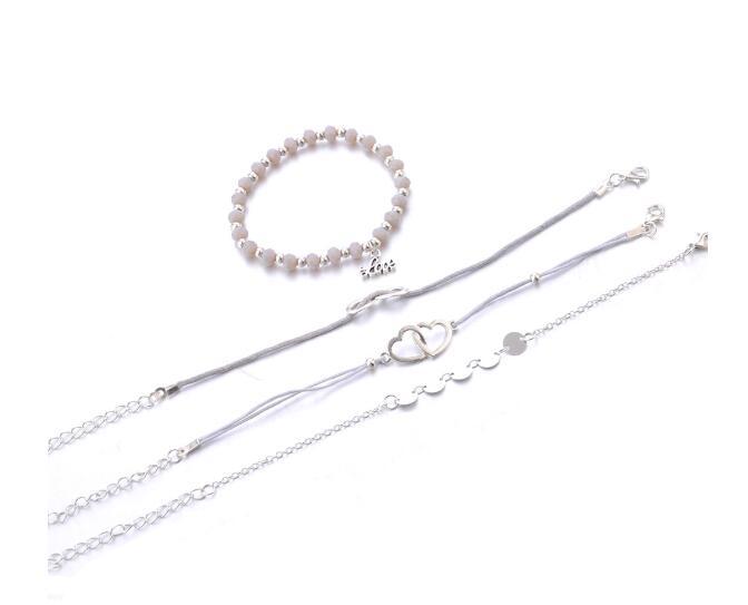 Heart Shape Unisex Alloy Bracelet Set Electroplated Anniversary Gift For Travel European Style Jewelry For You