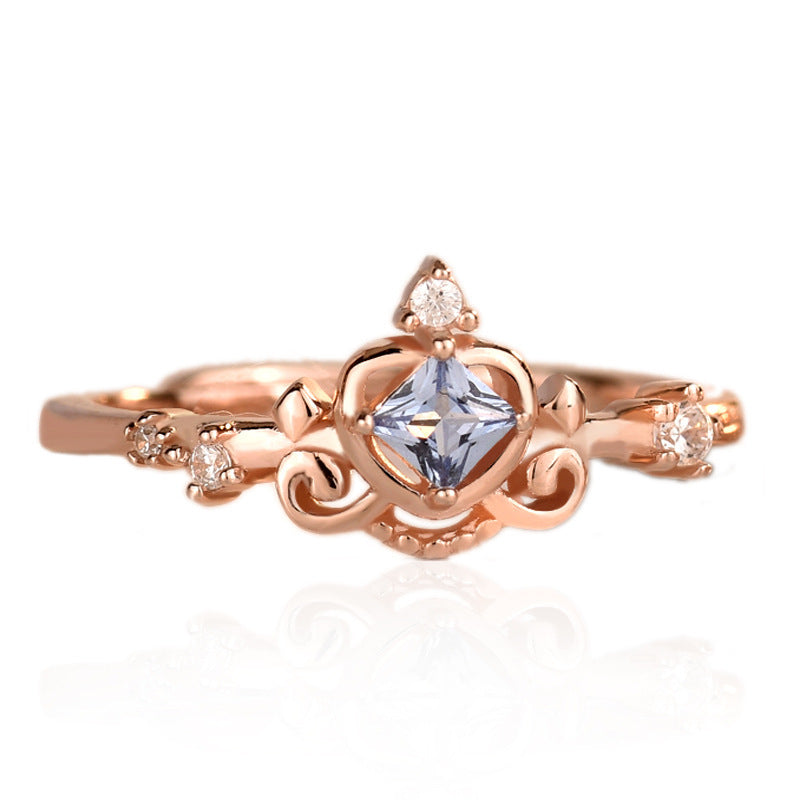 Adjustable Rose Gold Hearts Arrows Crown Ring Stackable