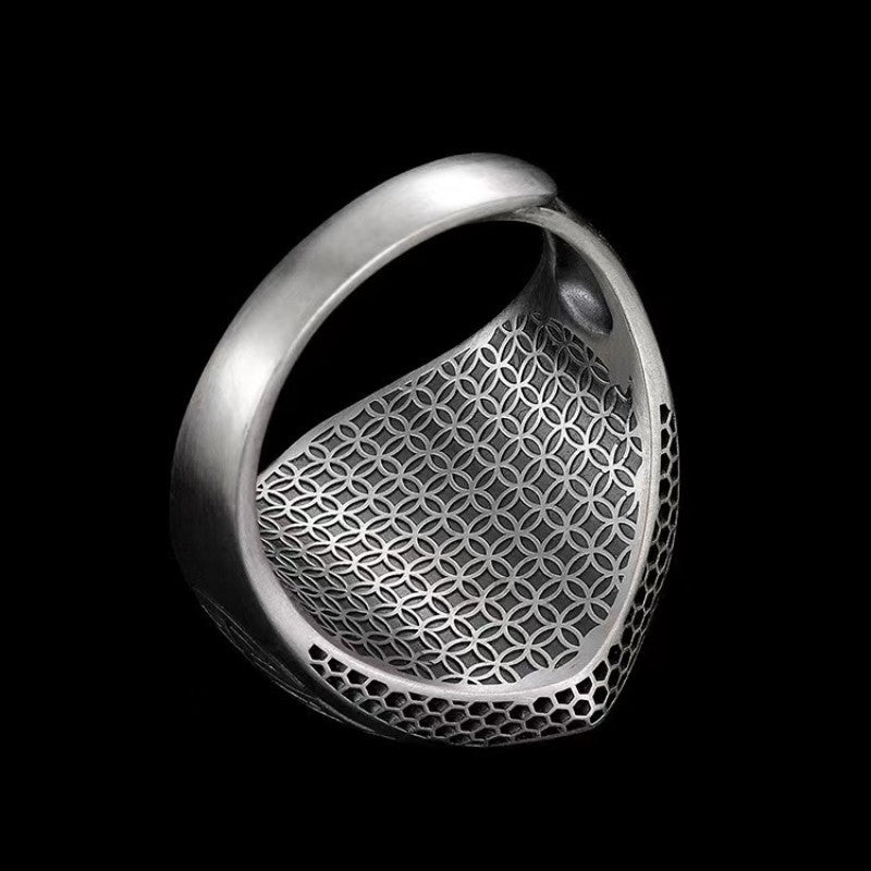 Men's Adjustable Faucet Design Ring Electroplated Silver Fashion Jewelry Bold Distinctive Statement Piece Here