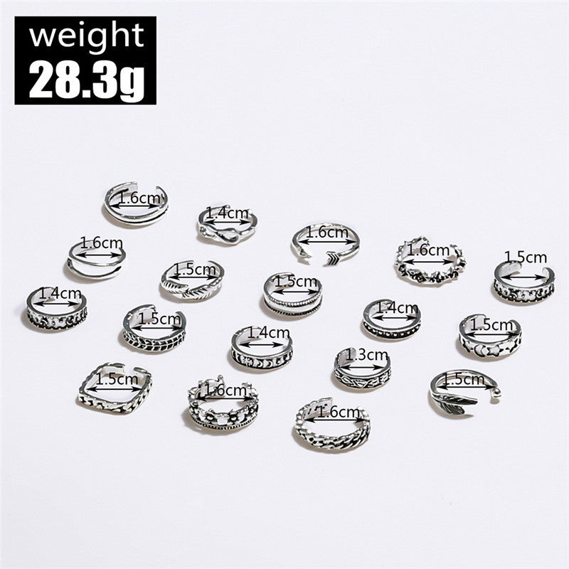 Unisex Foot Ring Set Vintage Hollow Leaf Rings Geometric Alloy Rings For Beach Everyday Wear Electroplated Finish 18