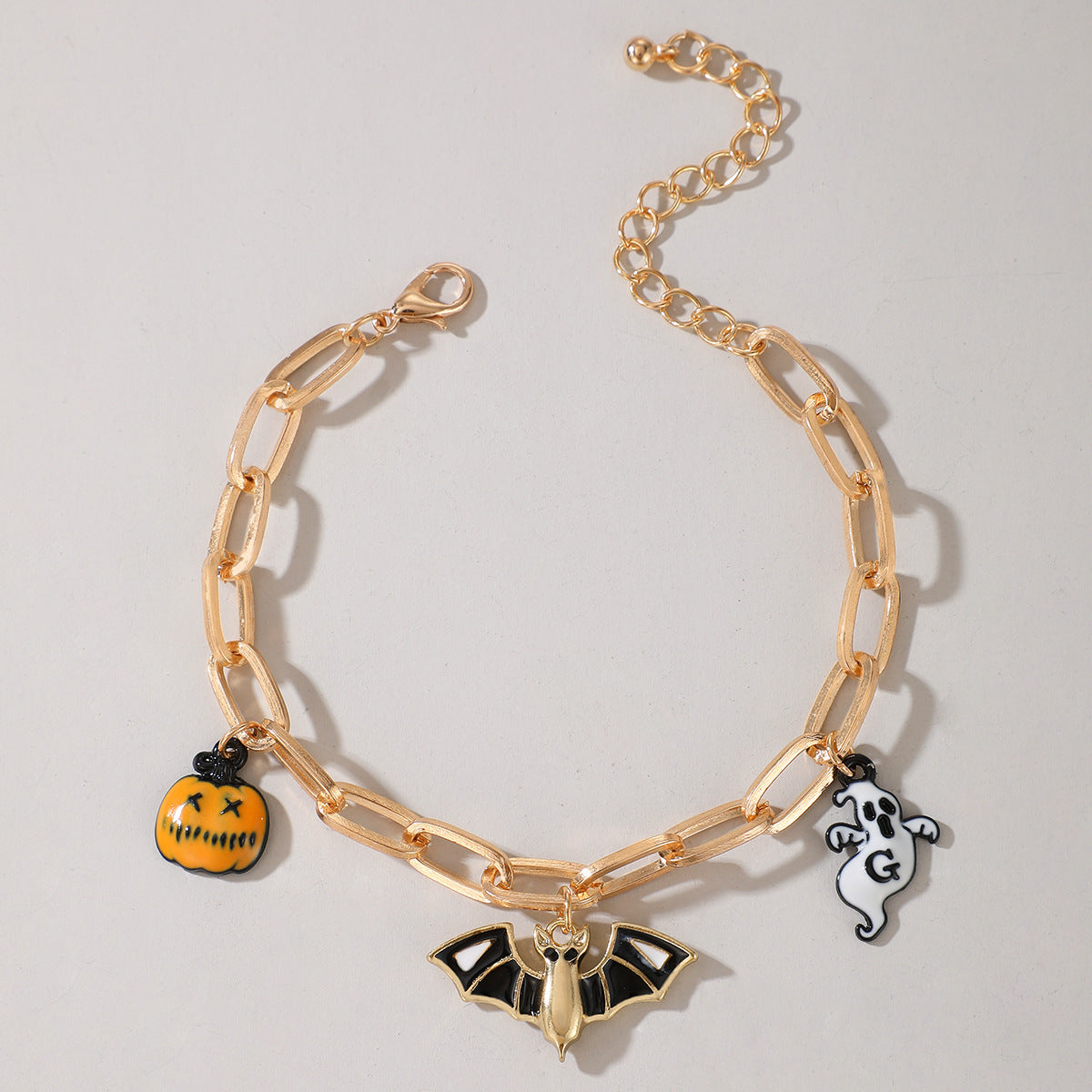 Unisex Halloween Charm Bracelet Gold Plated Ghost Pumpkin