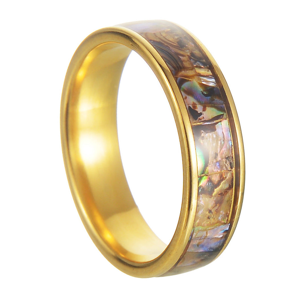 Titanium Steel Shell Ring for Men and Women Electroplated Creative Design 6MM Band Fashion Jewelry Gift Everyday Wear