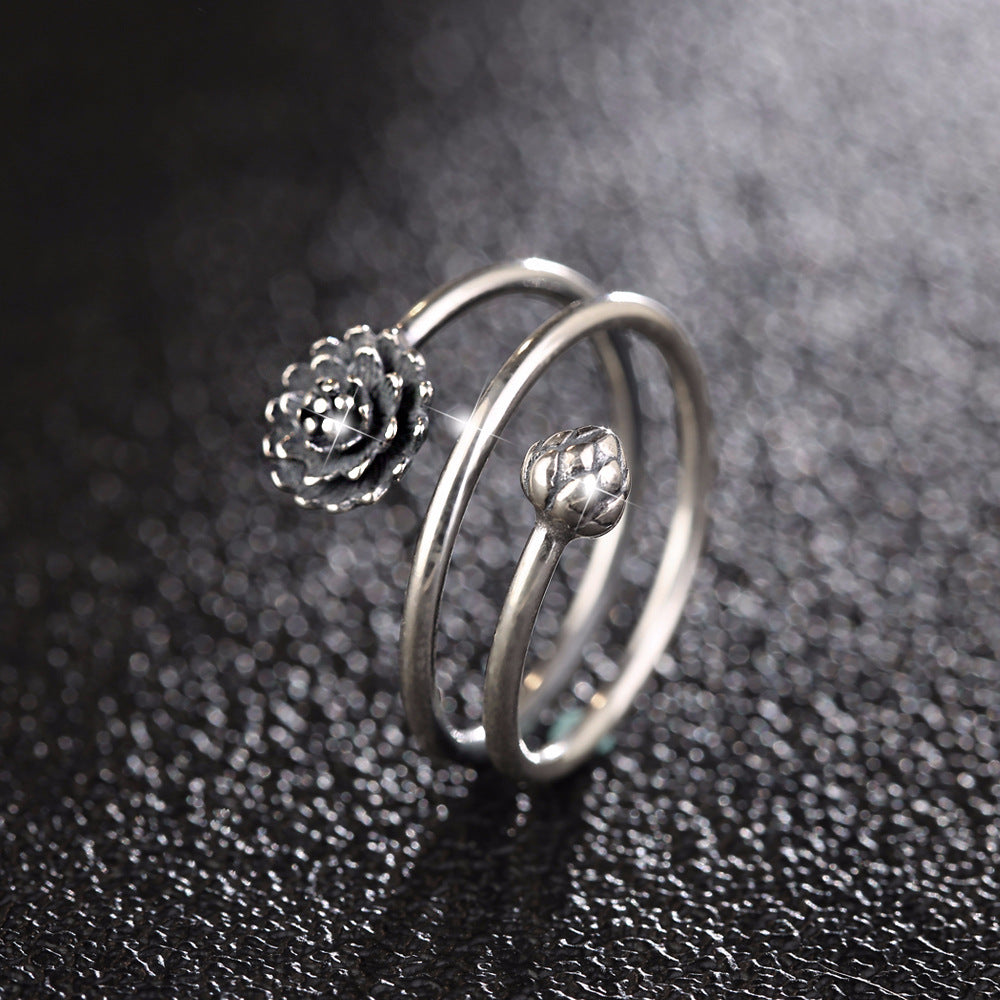 Personalized Simple Lotus Ring Silver Jewelry Korean Style Elegant Gift For Her Minimalist Accessory Daily Use