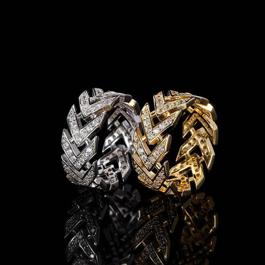 Unisex V Shaped Arrow Ring Geometric Copper Ring With Zircon Trendy Fashion Statement Retro Jewelry For All In