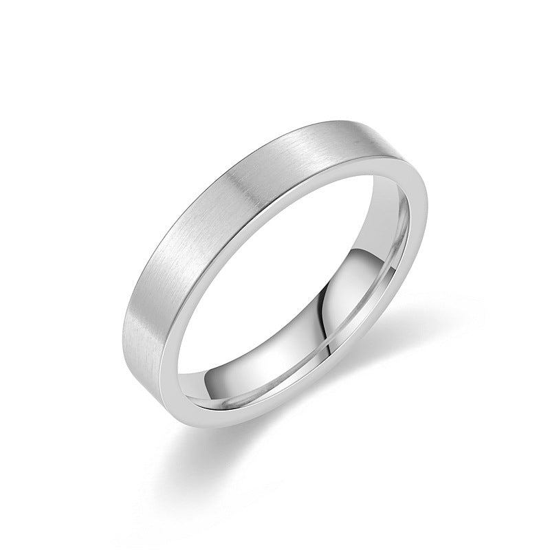 Titanium Steel Ring for Men Frosted Matte Finish Polished Carved Design Band 4mm Wide 2mm Thick Fashion Style