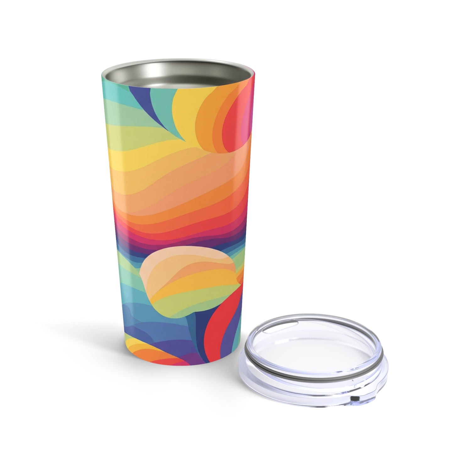 20 Oz Insulated Steel Coffee Cup With Printed Artwork Double Wall Vacuum Leak Proof BPA Free For Hot And Cold