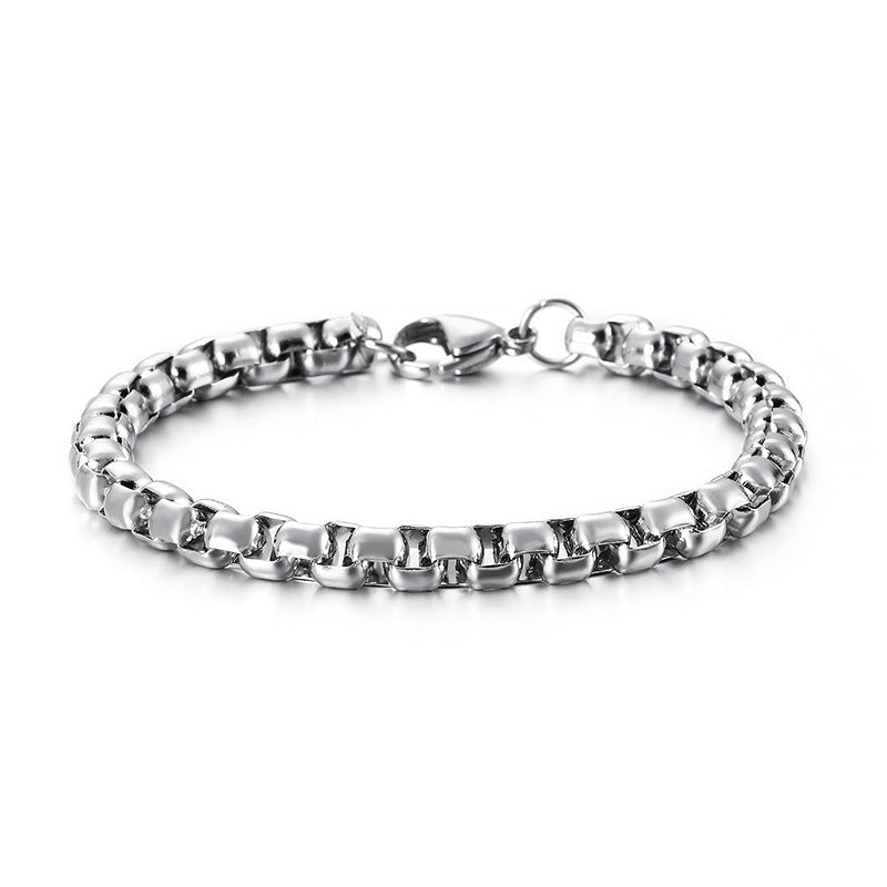 Mens Vintage Bracelet Antique Look U Shaped Geometric Chain With Circle Elements Retro Distressed Metal Finish