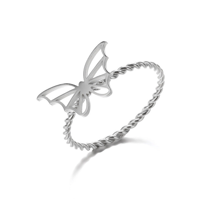 Couples Stainless Steel Rings Twisted Butterfly Cross Palm Circle Design Matching Band Set Electroplated Metal