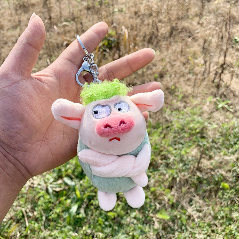 Plush Doll Keychain Pendant Cute Hanging Ornament for Bags and Keys 12cm Short Plush Stuffed Animal Toy Greens