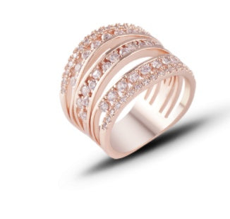 Hollow Zircon Ring With Cross Border Design White Gold Tone Fashion Jewelry For Women AAA Grade Sparkle Luster