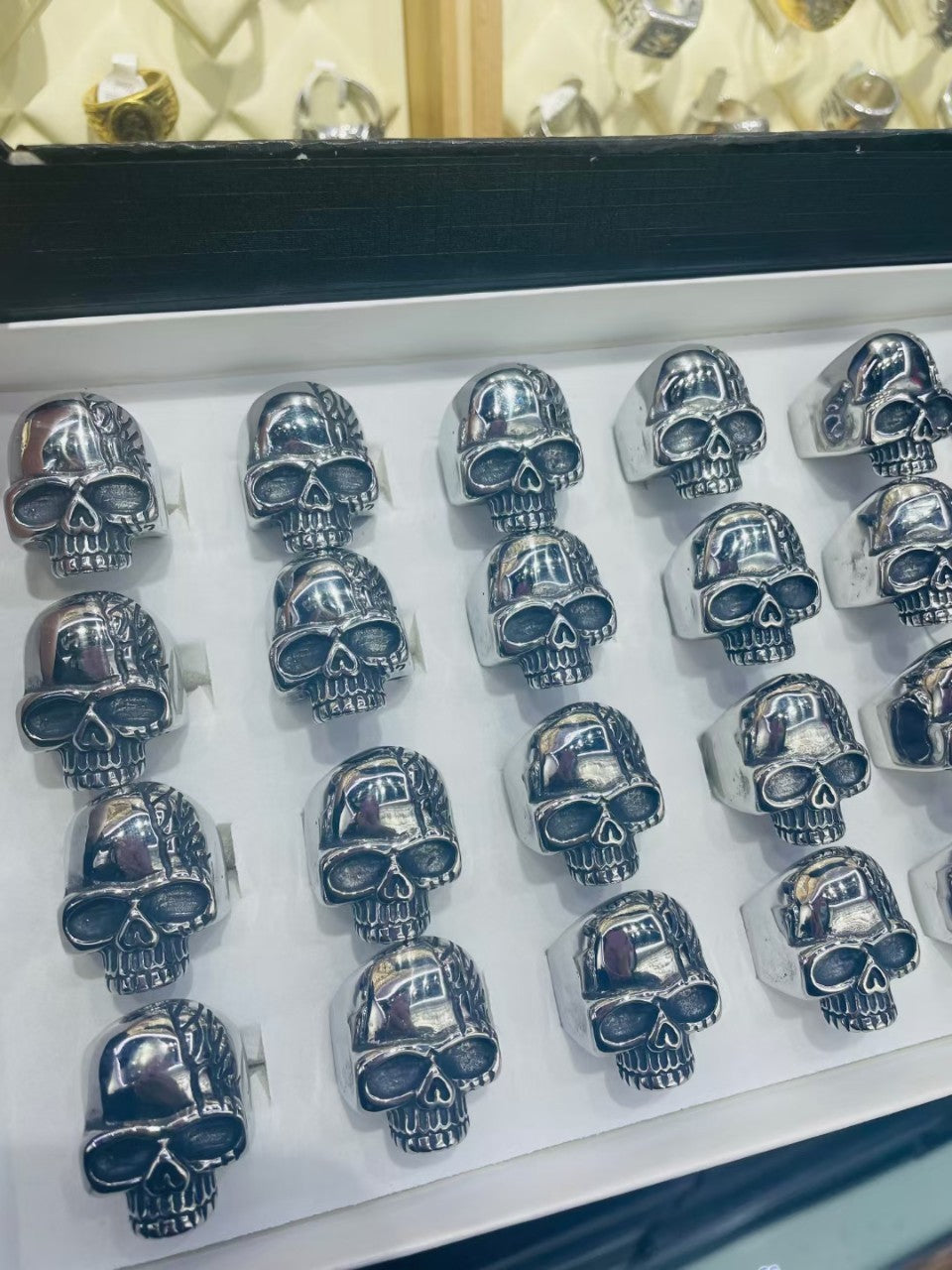 Mens Geometric Ring Electroplated Steel Tone European American Fashion Accessory Durable Modern Statement Band