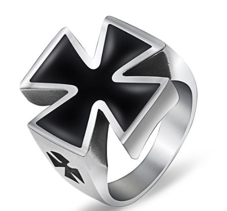 Men's Cross Ring Geometric Titanium Steel Drip Oil Finish Durable Finger Ring Modern Versatile Accessory Daily Wear