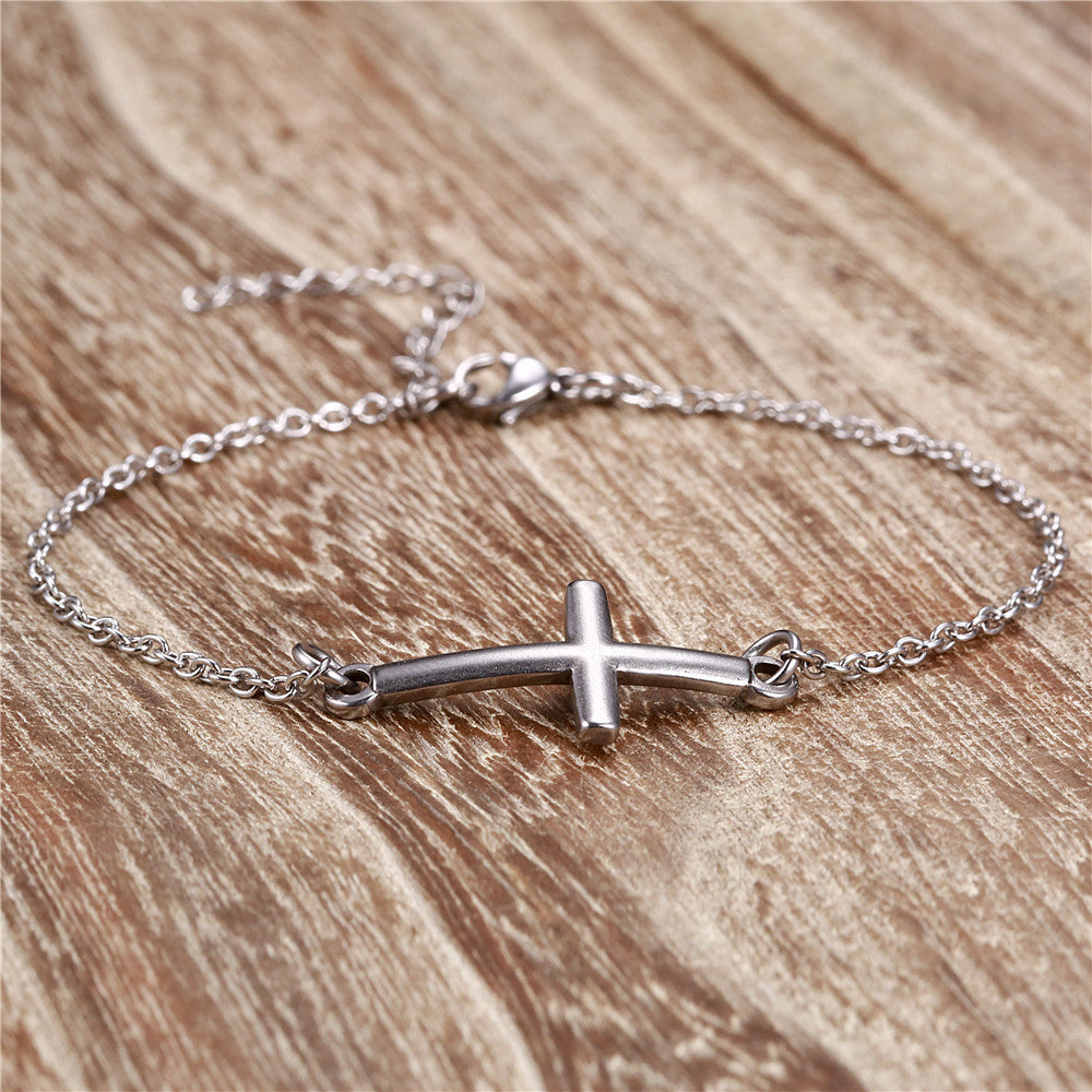 Womens Stainless Steel Cross Bracelet Electroplated Anniversary Gifts Celebration Present Individually Packaged