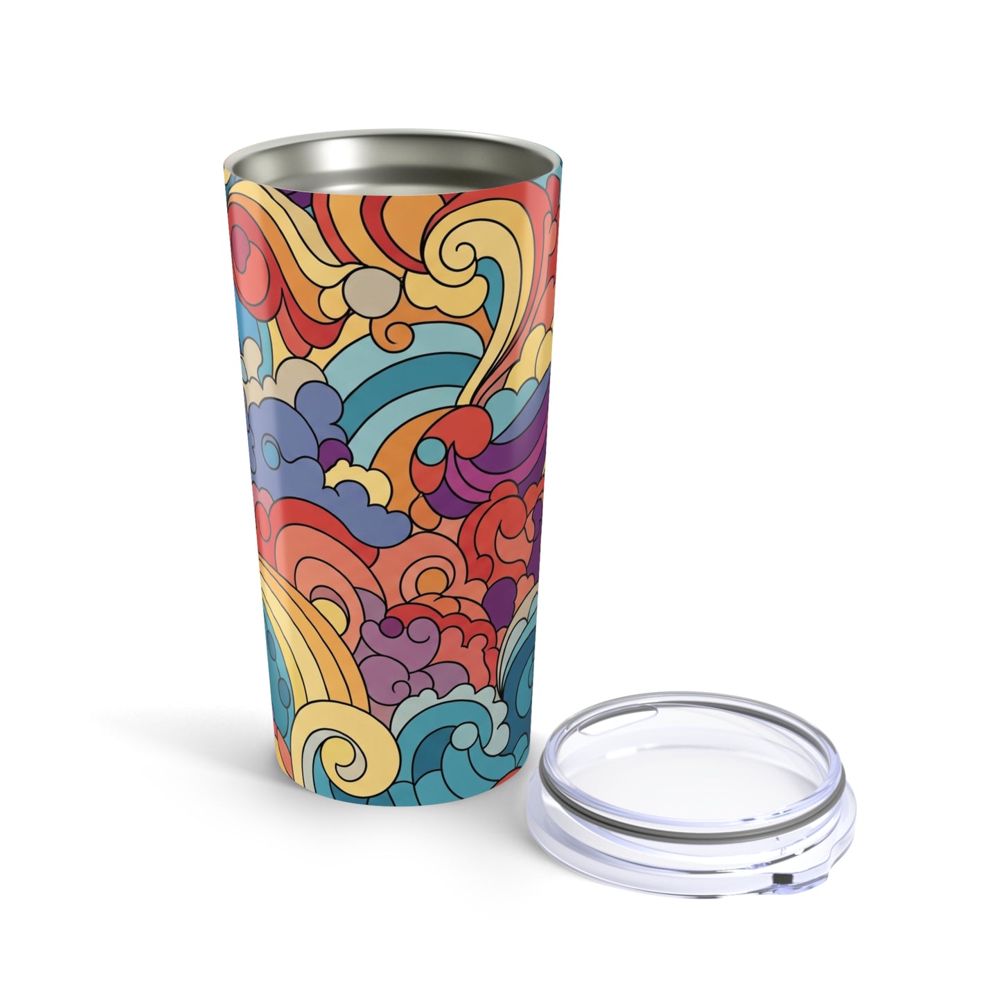 20 Oz Stainless Steel Tumbler With Printed Design Double Wall Vacuum Insulated Leak Proof For Hot And Cold