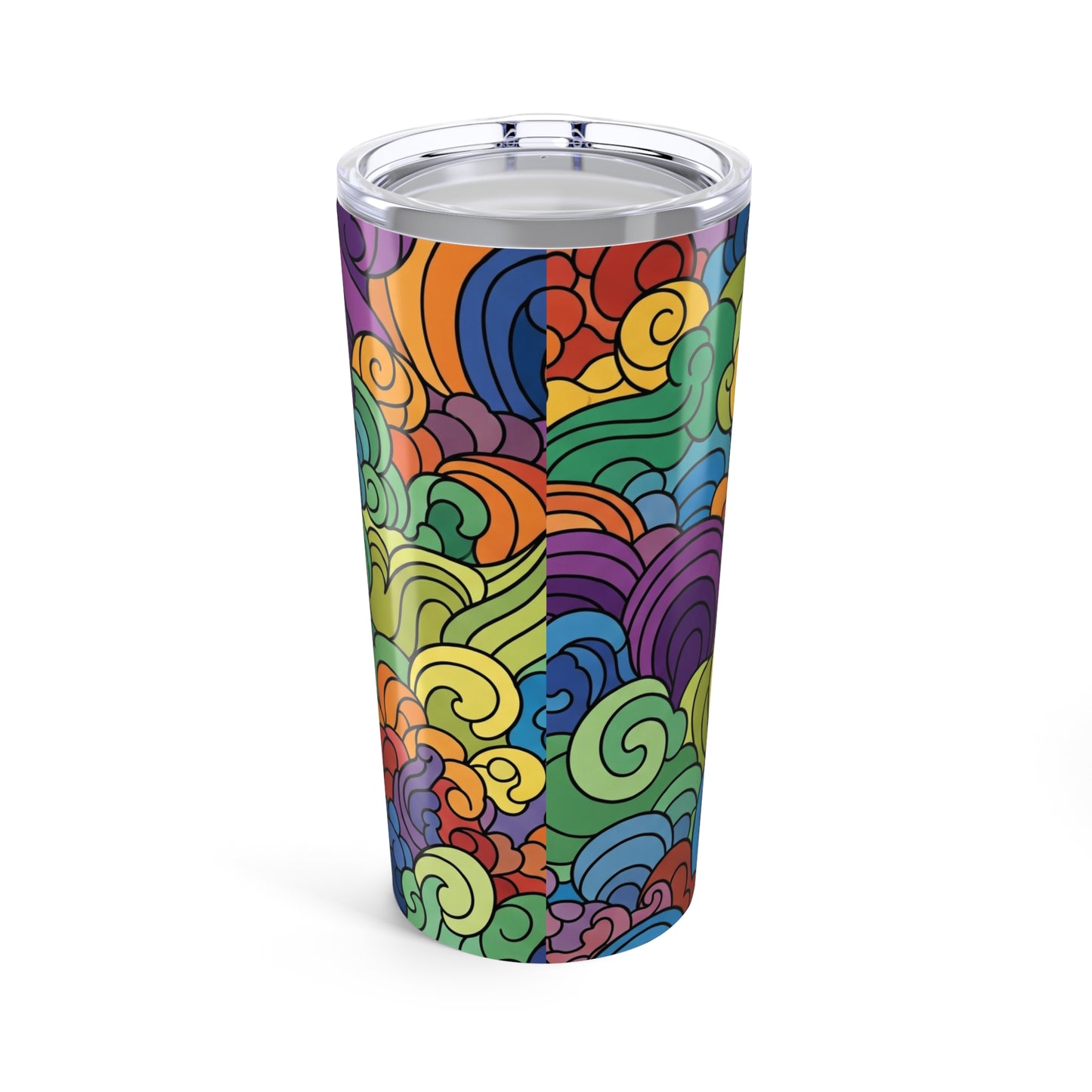 20oz Stainless Steel Tumbler With Printed Design Double Wall Vacuum Insulation Spill Proof Lid Dishwasher Safe