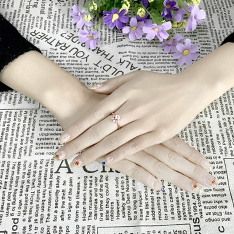 Rose Quartz Ring Adjustable One Size Fits Most 7 To 10 Paw Shaped Stone 925 Silver With Rose Gold Plating Glow