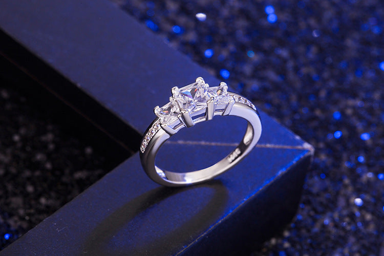 Geometric Copper Ring with Mosaic Electroplating Finish in Green Pink Blue White Polished Fashion Jewelry for Women