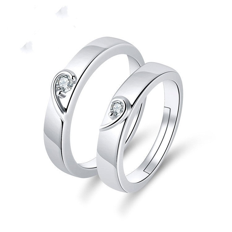 Womens Fashion Ring Elegant White Copper Electroplated Open Design Hand Jewelry Korean Style Stylish Accessory