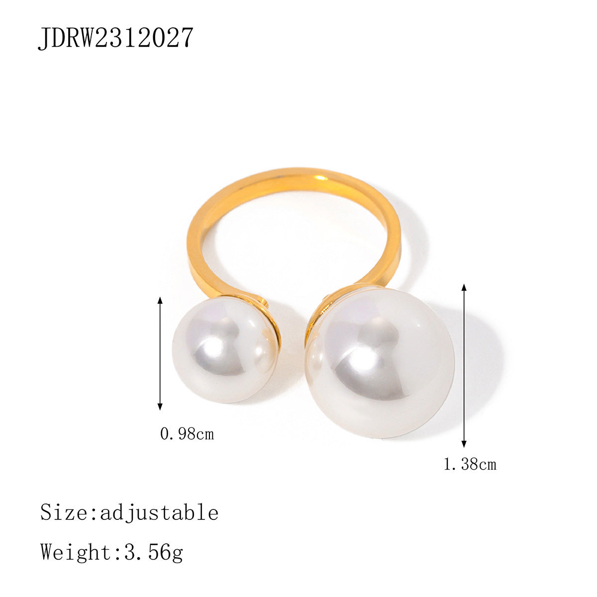 Women Ring Stainless Steel Pearl Eye Catching Geometric Round Electroplated European American Trendy Fashion Accessory