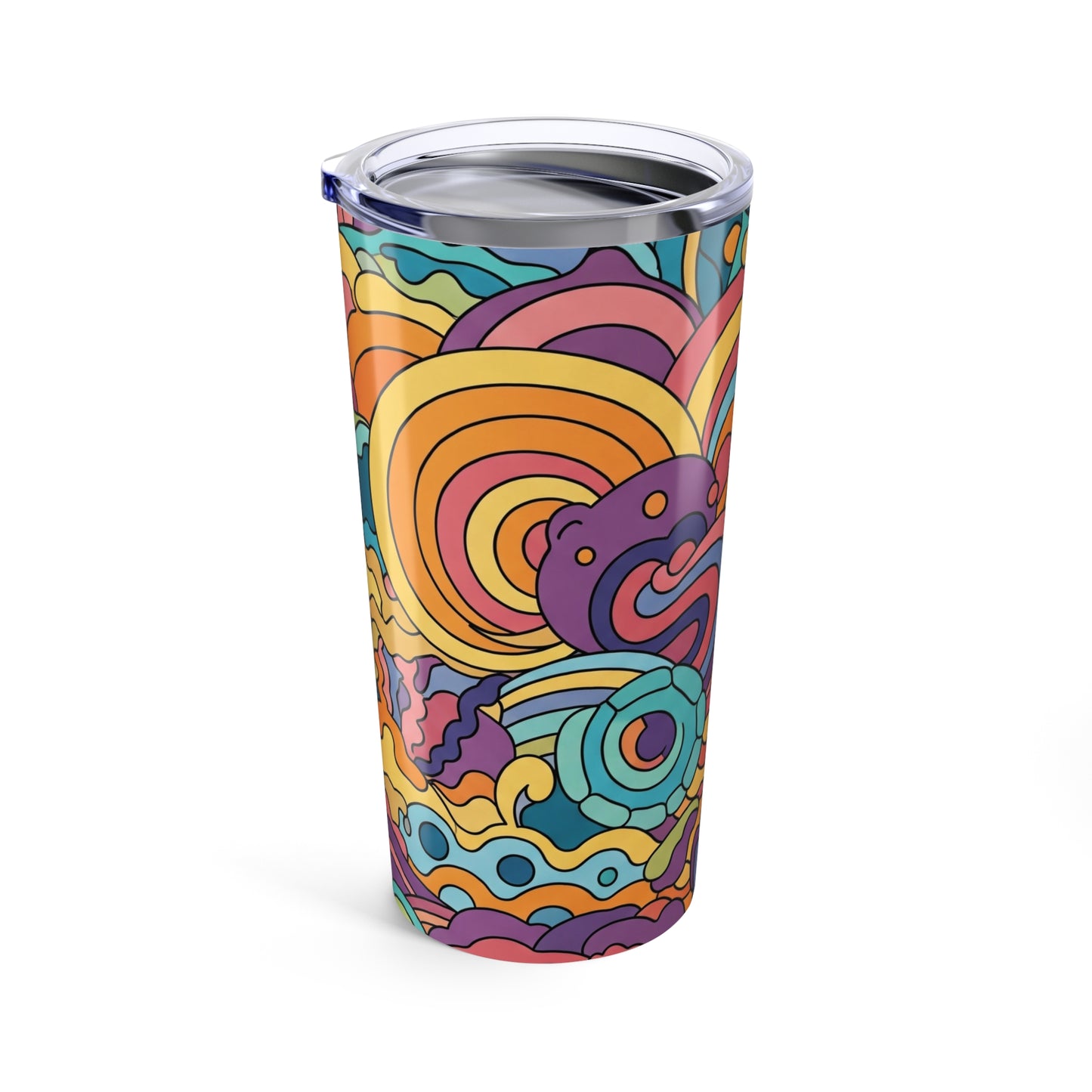 20 Ounce Stainless Steel Tumbler With Printed Design Double Wall Vacuum Insulation Leak Proof Hot Cold Dishwasher