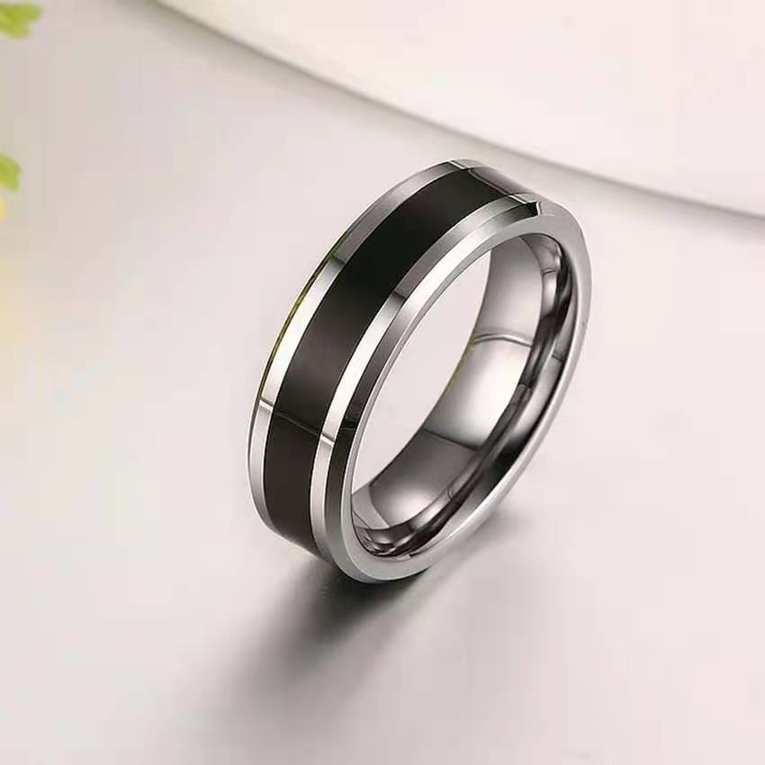 Couple Rings Titanium Steel Geometric With Three Zircon Stones Promise Bands Anniversary Jewelry Wedding Rings