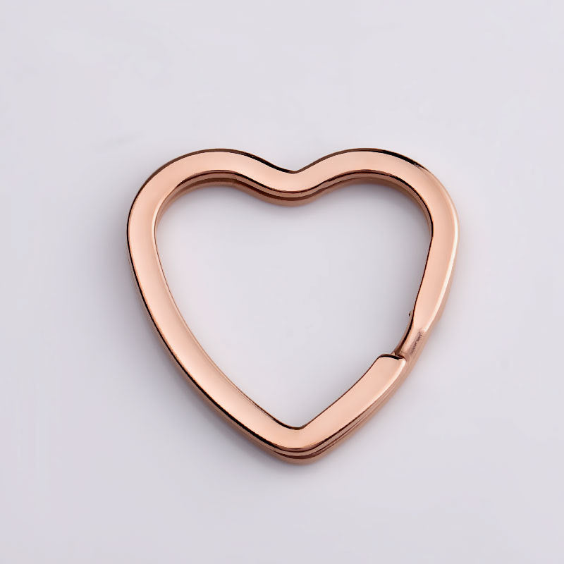 Stainless Steel Peach Heart Keychain Couple Pendant Customizable Keyring Travel Souvenir Steel Color Gold Rose
