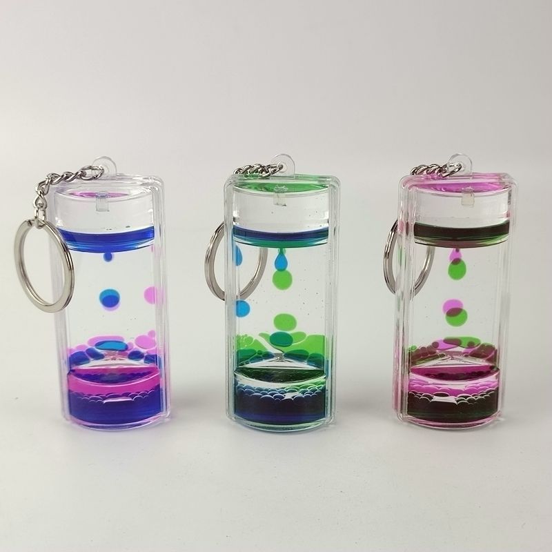 Acrylic Hourglass Keychain Colorful Liquid Motion For Stress Relief And Desk Decor Blue Pink Blue Green Colors