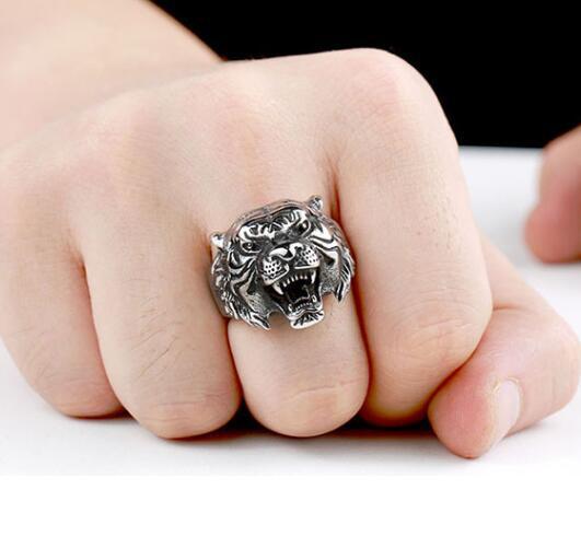 Tiger Head Zodiac Ring Titanium Steel Alloy Retro Natural Festival Jewelry Animal Ring Festival Gift For Style