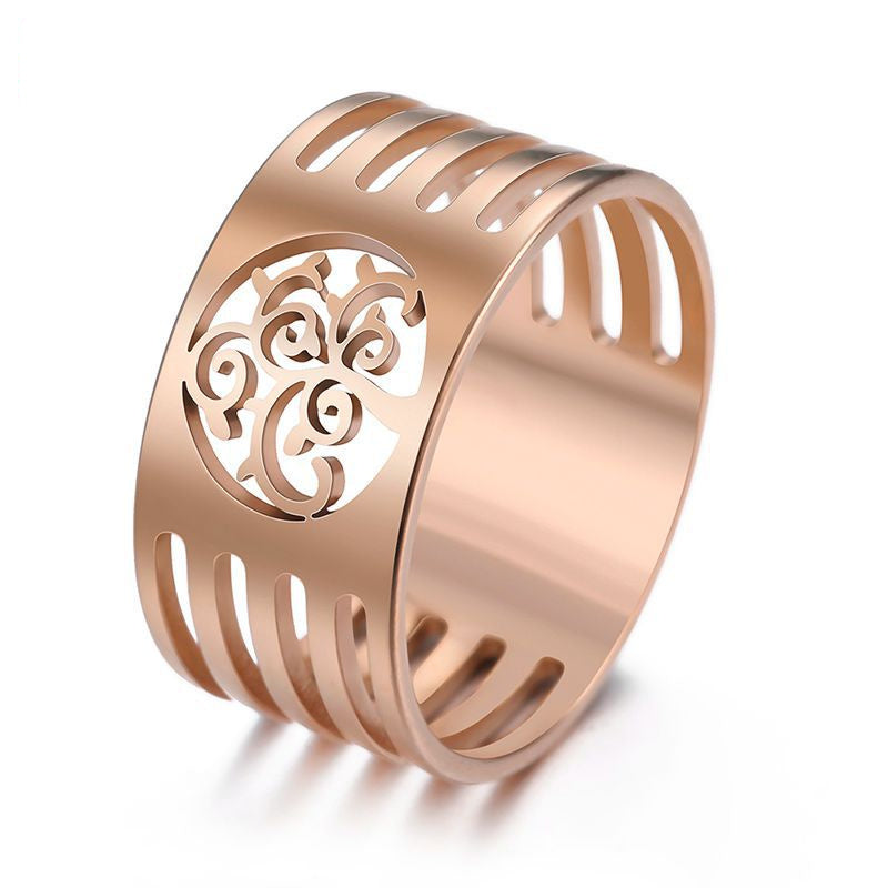 Stainless Steel Tree Of Life Ring Geometric Design Non Mainstream Jewelry Band Statement Ring Birthday In Gift