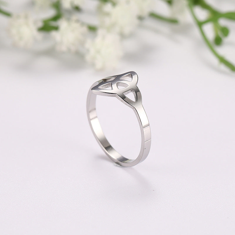 Geometric Stainless Steel Ring Electroplated In Gold And Rose Gold Fashion Jewelry For Women Size 17 18 19 Gift For Her