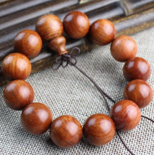 Rosewood Bracelet 108 Beads Ethnic Style Polished Wooden Beads Diameter 20mm Meditation For Gentle Focus Daily
