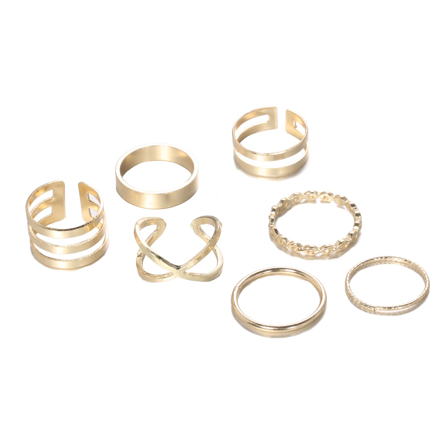 Gold Geometric Ring For Women Alloy Threaded Band Not Inlaid European Fashion Jewelry Geometric Mosaic Shines