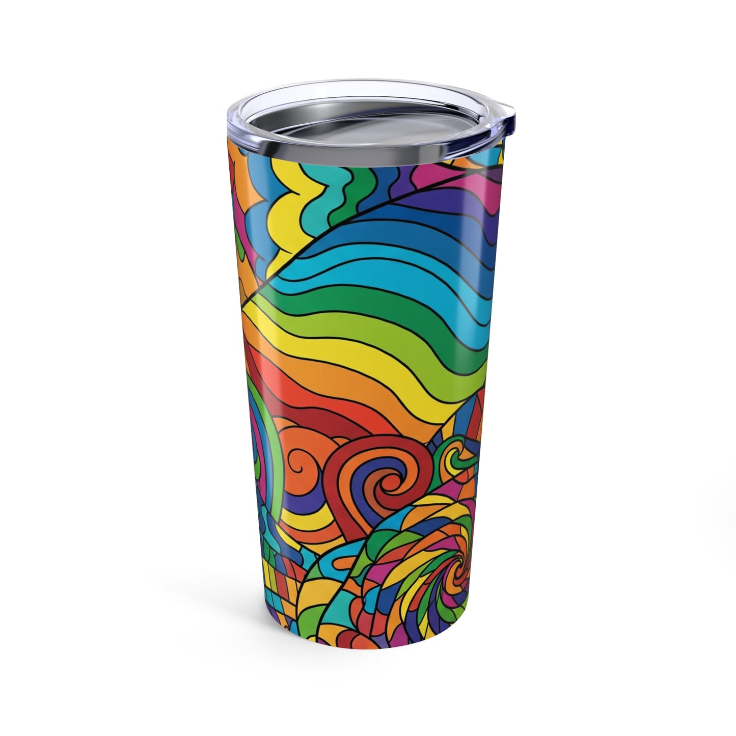 20 Ounce Stainless Steel Tumbler With Lid Double Wall Insulation Spill Resistant Printed Design For Everyday Use