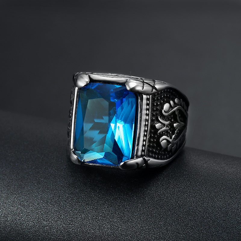 Titanium Steel Vintage Geometric Ring Unisex Size 7 8 9