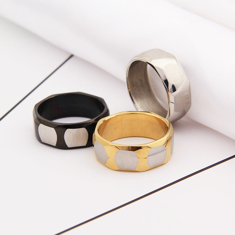 Mens Stainless Steel Ring European American Rhombus Ring Titanium Steel Diamond Ring Retro Band Ring Statement