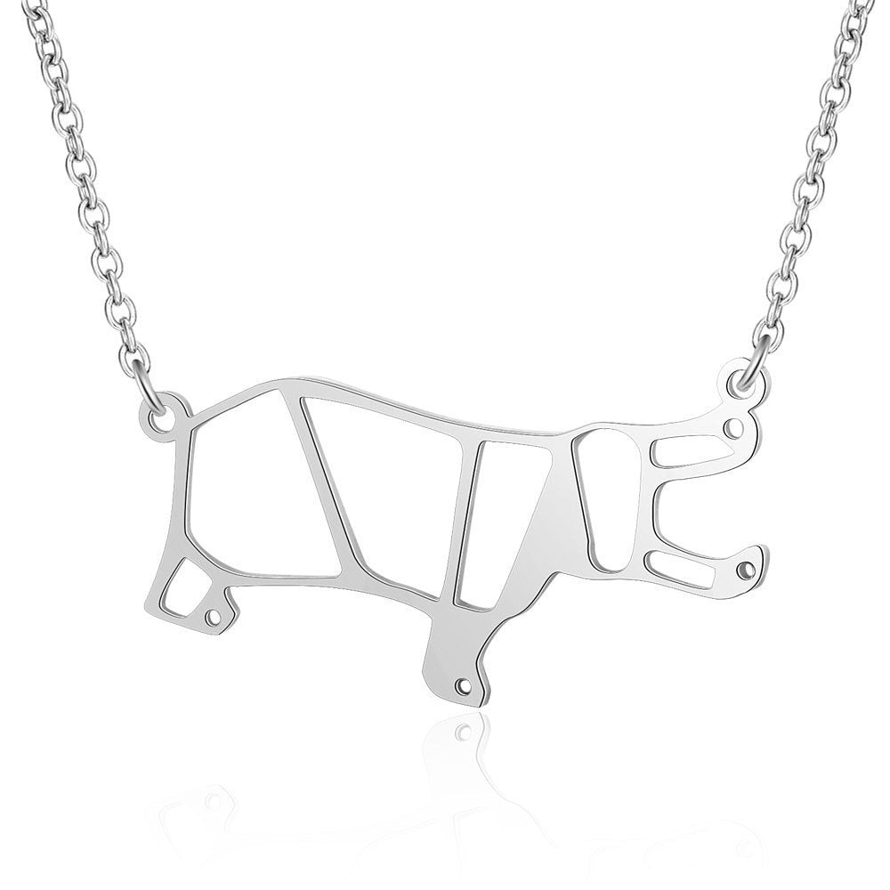 Hippo Necklace Adjustable Chain Animal Pendant Polished Titanium Steel With Steel And Gold Finish Circ21cm50cm