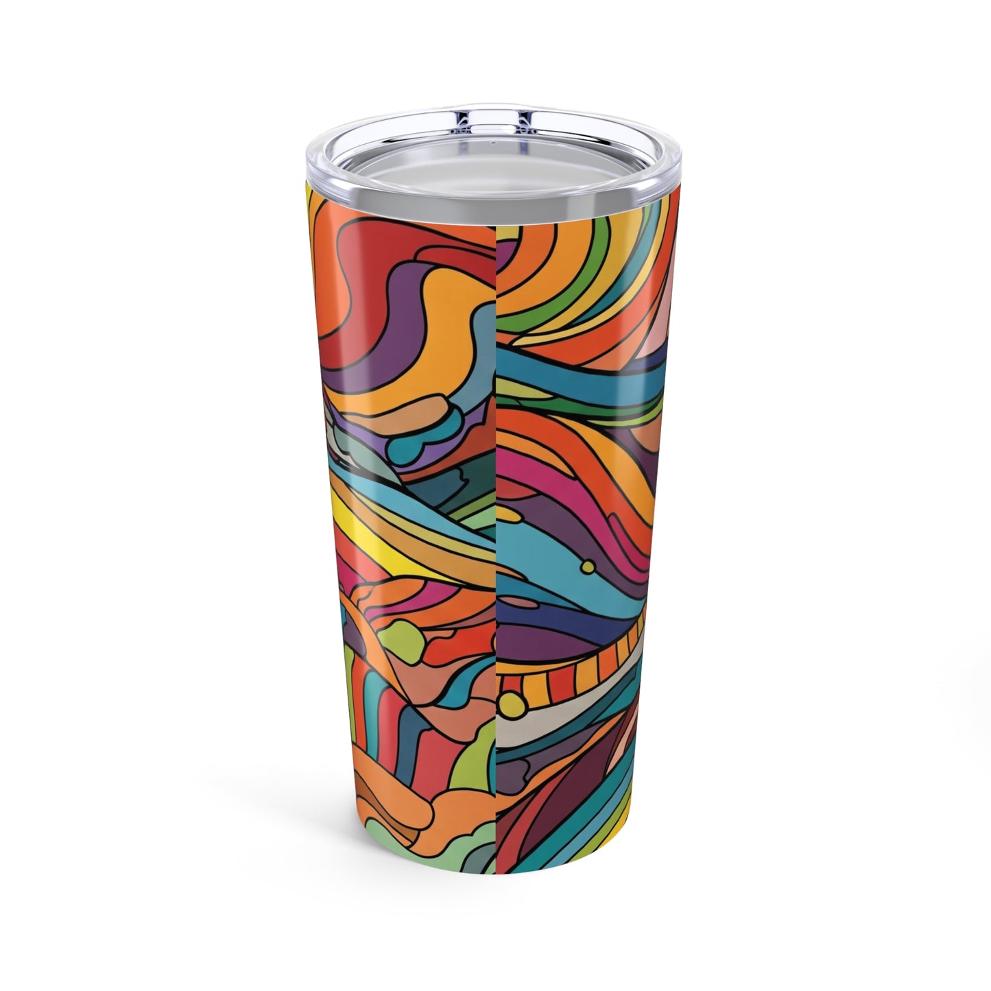 TwentyOz Stainless Steel Printed Tumbler With Double Wall Vacuum Insulated Spill Resistant Travel Mug For Hot Or