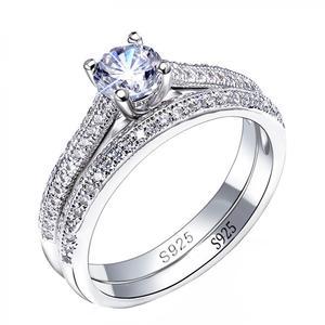 Geometric Diamond Ring In Electroplated Metal For Women European American Style Wedding Gift Individually Packaged