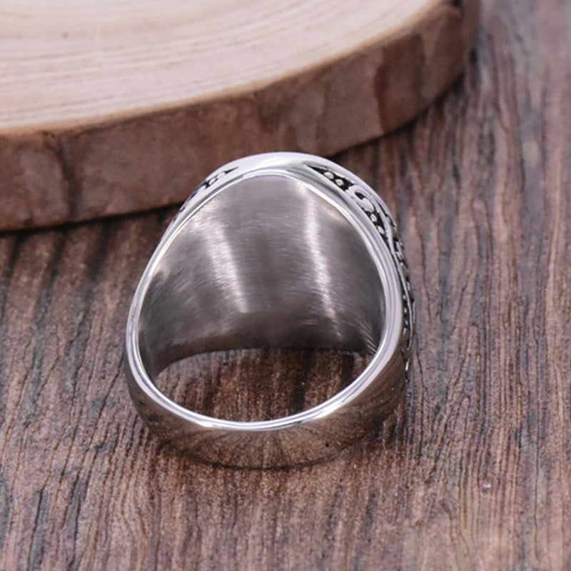 Pirate Double Knife Ring Titanium Steel Vintage Knuckle Ring for Men and Women Steel Color Festival Gift Letters Numbers Text Polishing Technology