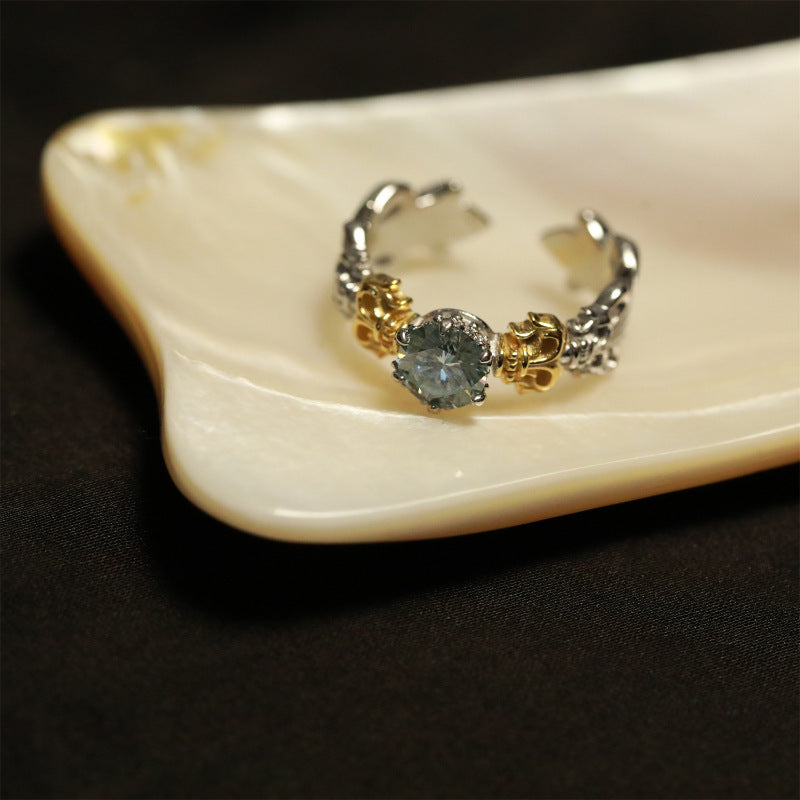 Copper Open Adjustable Ring With Geometric Flower Luce RetroVintage Style For Women Elegant Everyday Wear Chic