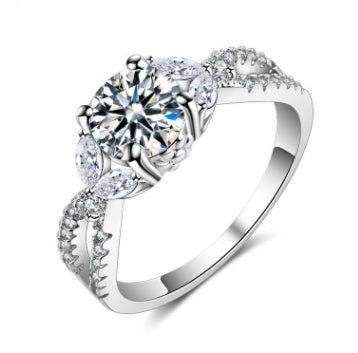 Hollow Zircon Inlay Copper Ring European Style Jewelry