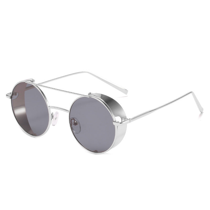 Retro Round Sunglasses Crystal Lens Double Beam Metal Frame Fashion Eyewear For Men And Women Gold And Silver Glasses