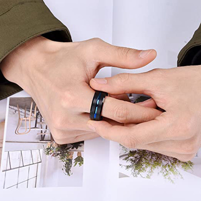 Unisex Titanium Steel Ring Frosted Bilateral Design Rotatable Band With Silver Blue Black Red For Everyday Wear