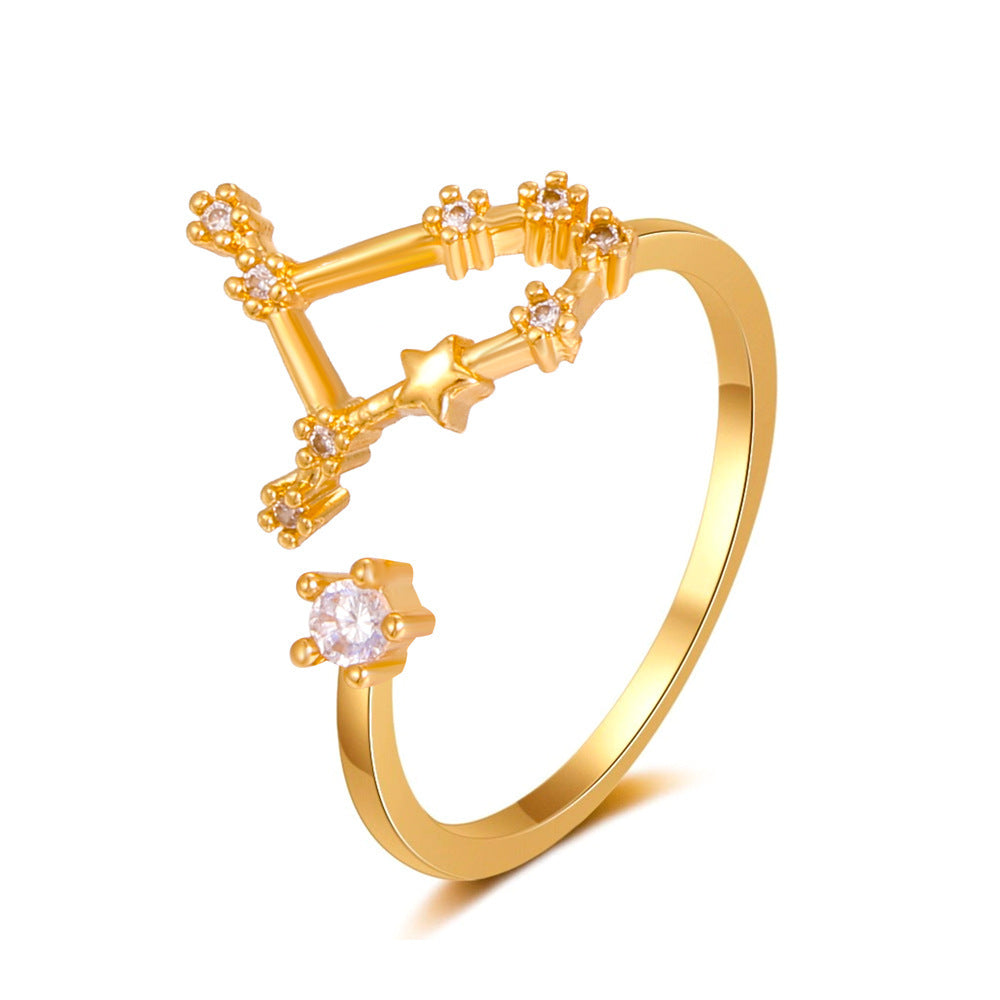 Copper Zircon Celestial Ring For Women Inlaid Constellation Astrology Jewelry Delicate Everyday Ring Gift Tips