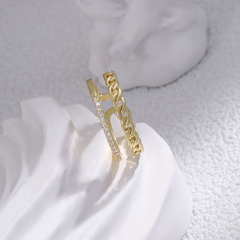 Womens Double Layer Twist Open Ring Diamonds Geometric Copper Gold Plating Ring For Her Elegant Daily Wear Gift Idea